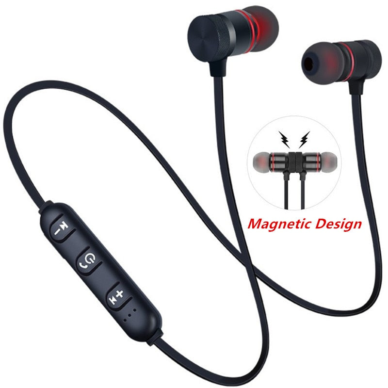 5.0 Bluetooth Earphone Sports Neckband Magnetic Wireless earphones Stereo Earbuds Music Metal Headphones With Mic For All Phones - Tophatter Daily Deals