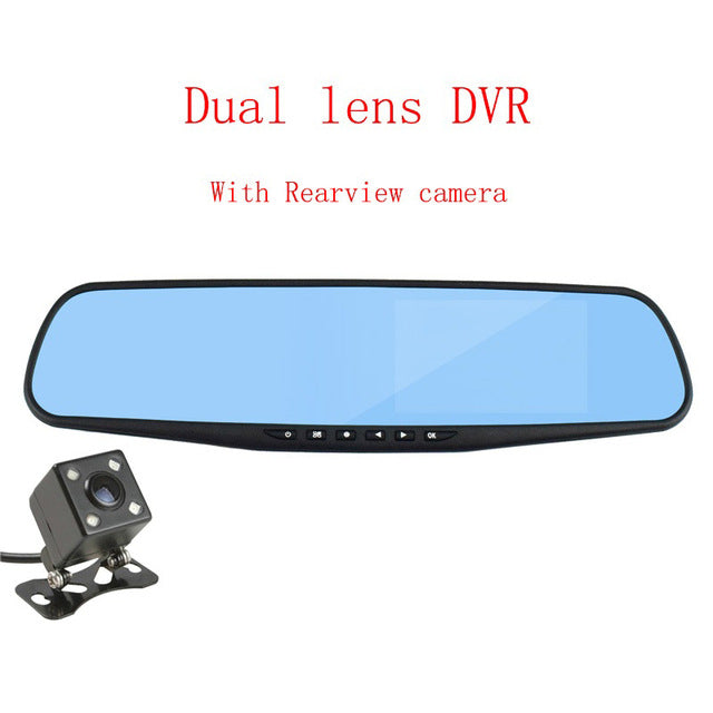 Dual Lens Car DVR Camera Full HD 1080P Video Recorder Rearview DVR Mirror With Rear view DVR Dash cam Auto registrater dual lens - Tophatter Daily Deals