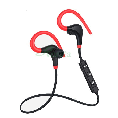 Roreta Bluetooth wireless earphone stereo ear-hook sports noise reduction earphones with microphone headset for iPhone Huawei Red - Tophatter Daily Deals