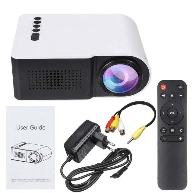 7000 lumens LED Mini Projector Portable Full HD 3D Projector TFT LCD Home Theater Entertainment Projectors Video Multi-media EU Plug white - Tophatter Daily Deals