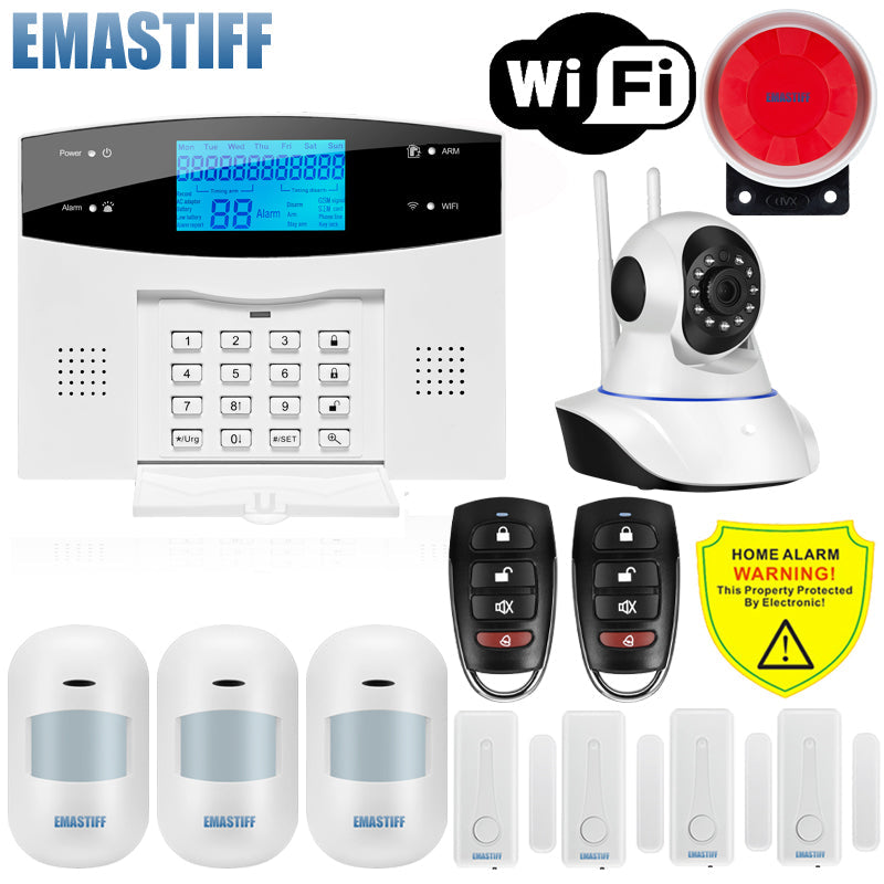 IOS Android APP Wired Wireless Home Security LCD PSTN WIFI GSM Alarm System Intercom Remote Control Autodial Siren Sensor Kit - Tophatter Daily Deals