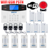 IOS Android APP Wired Wireless Home Security LCD PSTN WIFI GSM Alarm System Intercom Remote Control Autodial Siren Sensor Kit G2BW WIFI Bundle I - Tophatter Daily Deals