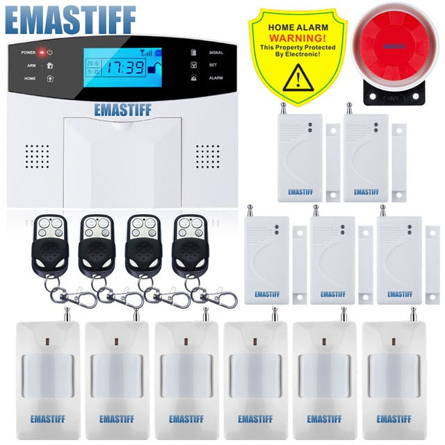 IOS Android APP Wired Wireless Home Security LCD PSTN WIFI GSM Alarm System Intercom Remote Control Autodial Siren Sensor Kit G2B Bundle C - Tophatter Daily Deals