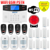 IOS Android APP Wired Wireless Home Security LCD PSTN WIFI GSM Alarm System Intercom Remote Control Autodial Siren Sensor Kit G2BW WIFI Bundle J - Tophatter Daily Deals