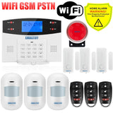 IOS Android APP Wired Wireless Home Security LCD PSTN WIFI GSM Alarm System Intercom Remote Control Autodial Siren Sensor Kit G2BW WIFI Bundle N - Tophatter Daily Deals