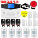 IOS Android APP Wired Wireless Home Security LCD PSTN WIFI GSM Alarm System Intercom Remote Control Autodial Siren Sensor Kit G2BW WIFI Bundle R - Tophatter Daily Deals