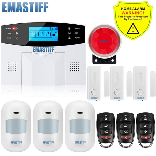 IOS Android APP Wired Wireless Home Security LCD PSTN WIFI GSM Alarm System Intercom Remote Control Autodial Siren Sensor Kit G2B Bundle F - Tophatter Daily Deals