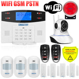 IOS Android APP Wired Wireless Home Security LCD PSTN WIFI GSM Alarm System Intercom Remote Control Autodial Siren Sensor Kit G2BW WIFI Bundle S - Tophatter Daily Deals