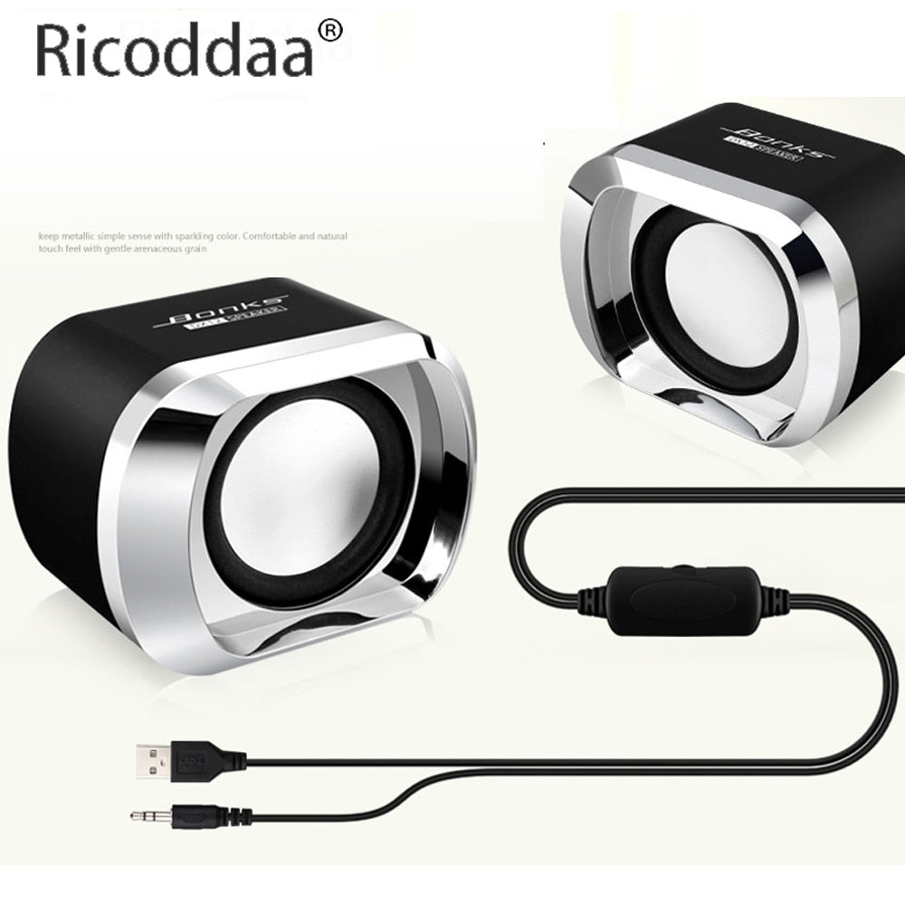 USB 2.0 Notebook Speakers Wired Stereo Mini Computer Speaker For Desktop Laptop Notebook PC MP3 MP4 3.5mm Portable Bass Music - Tophatter Daily Deals