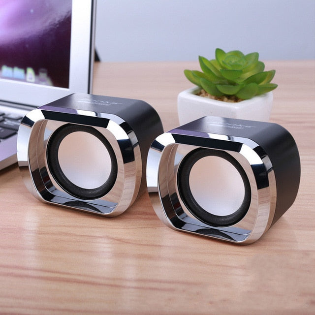 USB 2.0 Notebook Speakers Wired Stereo Mini Computer Speaker For Desktop Laptop Notebook PC MP3 MP4 3.5mm Portable Bass Music Black - Tophatter Daily Deals