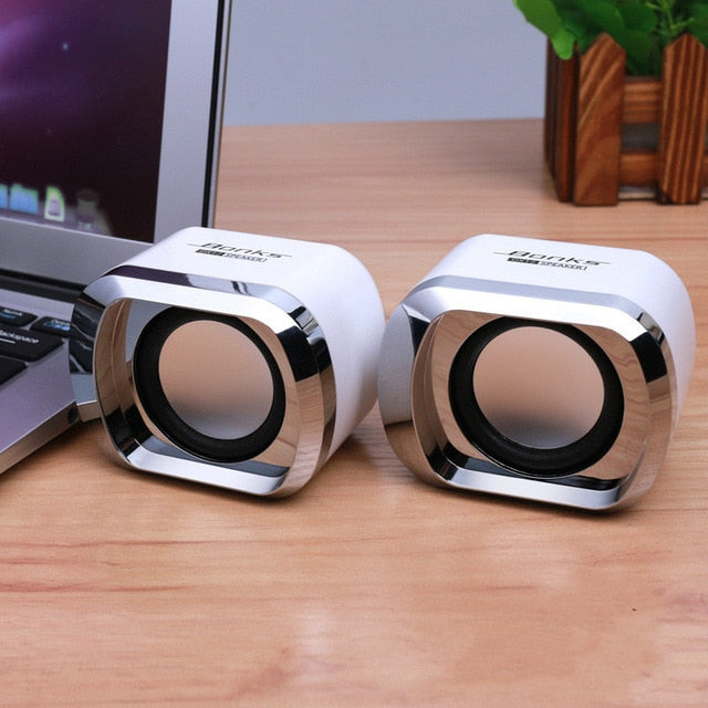 USB 2.0 Notebook Speakers Wired Stereo Mini Computer Speaker For Desktop Laptop Notebook PC MP3 MP4 3.5mm Portable Bass Music White - Tophatter Daily Deals