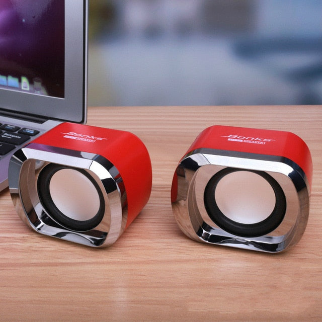 USB 2.0 Notebook Speakers Wired Stereo Mini Computer Speaker For Desktop Laptop Notebook PC MP3 MP4 3.5mm Portable Bass Music Red - Tophatter Daily Deals