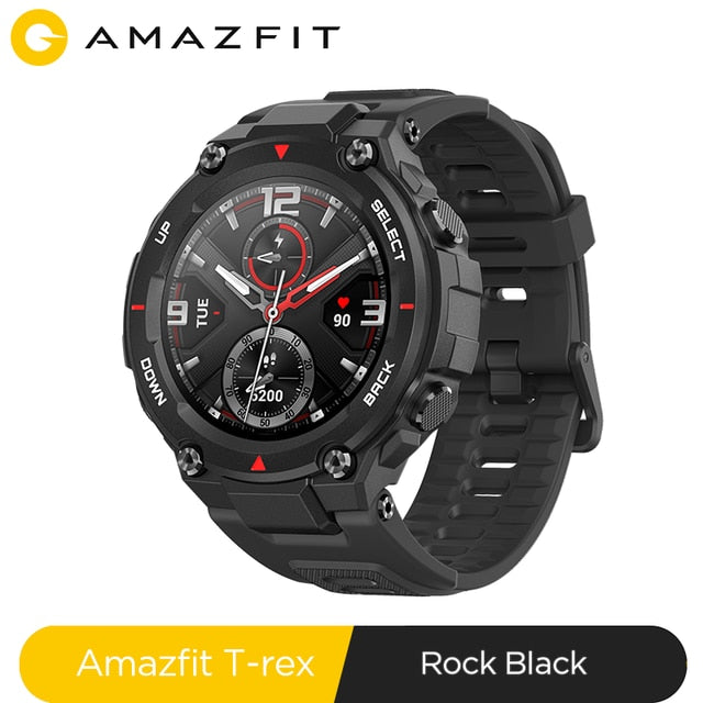 New 2020 CES Amazfit T-rex T rex Smartwatch 5ATM 14 Sports Modes Smart Watch GPS/GLONASS MIL-STD for iOS Android phone Rock Black - Tophatter Daily Deals