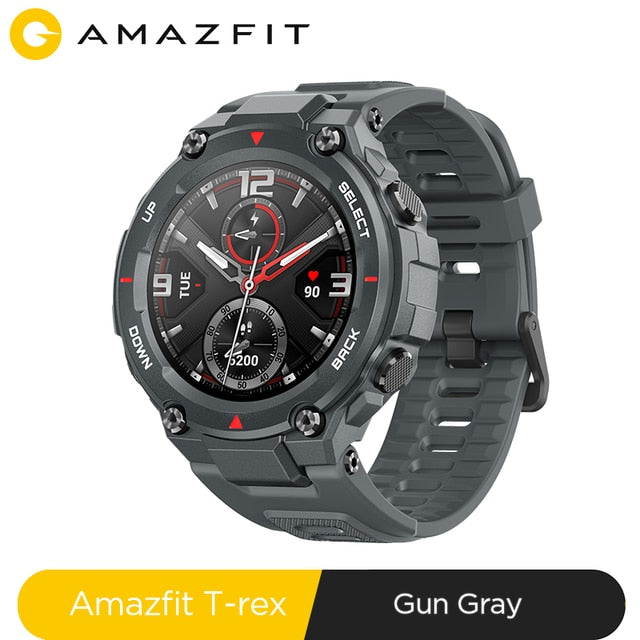 New 2020 CES Amazfit T-rex T rex Smartwatch 5ATM 14 Sports Modes Smart Watch GPS/GLONASS MIL-STD for iOS Android phone Gun Gray - Tophatter Daily Deals
