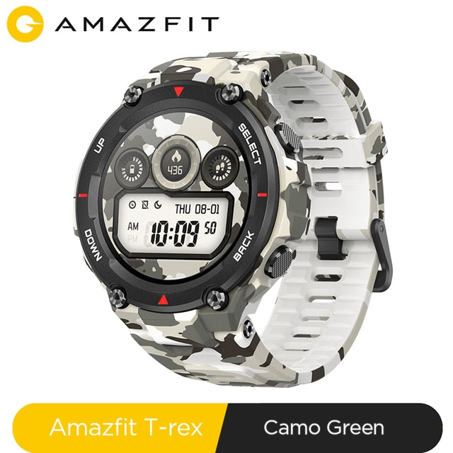 New 2020 CES Amazfit T-rex T rex Smartwatch 5ATM 14 Sports Modes Smart Watch GPS/GLONASS MIL-STD for iOS Android phone Gamo Green - Tophatter Daily Deals