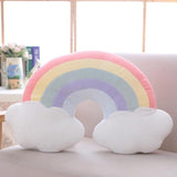Pastel Rainbow Cloud Plush Moon Multicoloured Stripey Candy Star Moon Plush Cloud Red - 53cm x 40cm Rainbows - Tophatter Daily Deals