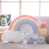 Pastel Rainbow Cloud Plush Moon Multicoloured Stripey Candy Star Moon Plush Rainbow Red - 50cm x 38cm Rainbows - Tophatter Daily Deals