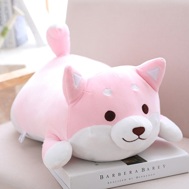 Chubby Shiba Inu Plush 35cm or 55cm Cushion Pillow Pink Open Eyes Animals - Tophatter Daily Deals