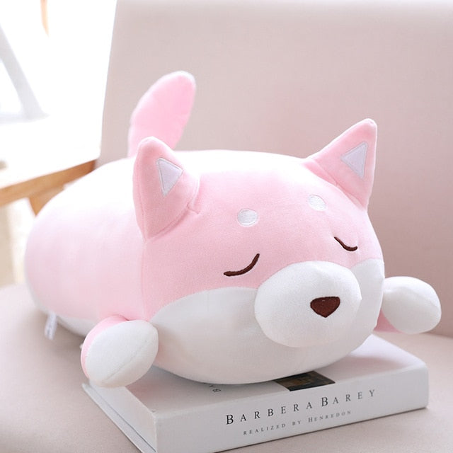 Chubby Shiba Inu Plush 35cm or 55cm Cushion Pillow Pink Closed Eyes Animals - Tophatter Daily Deals