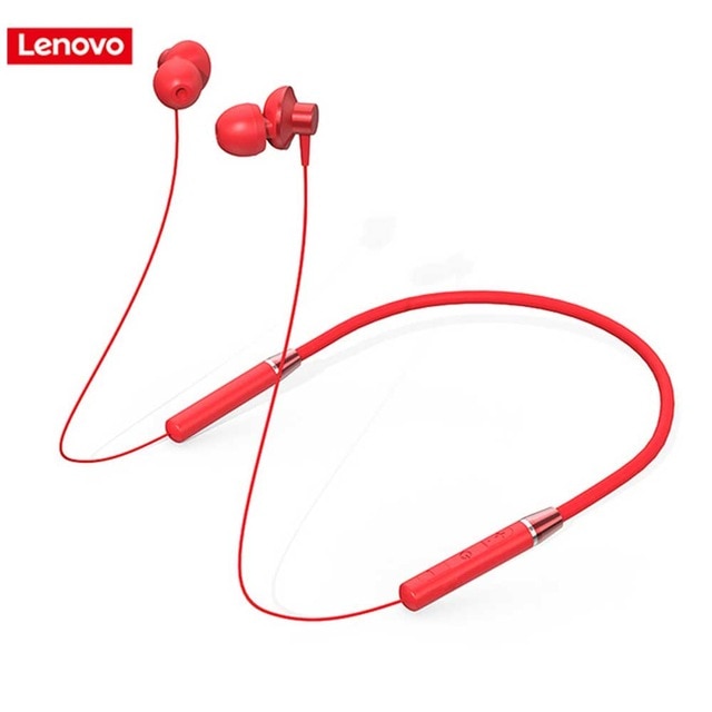 Lenovo Wireless Bluetooth Earphone Headphones Magnetic Sports Running Headset Earplug Waterproof Sport Earphones Noise Canceling Red - Tophatter Daily Deals