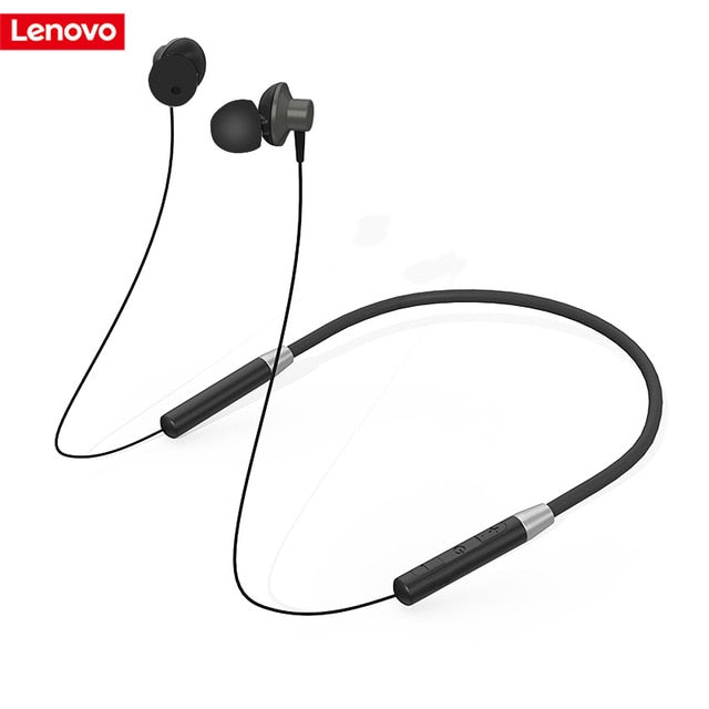 Lenovo Wireless Bluetooth Earphone Headphones Magnetic Sports Running Headset Earplug Waterproof Sport Earphones Noise Canceling Black - Tophatter Daily Deals