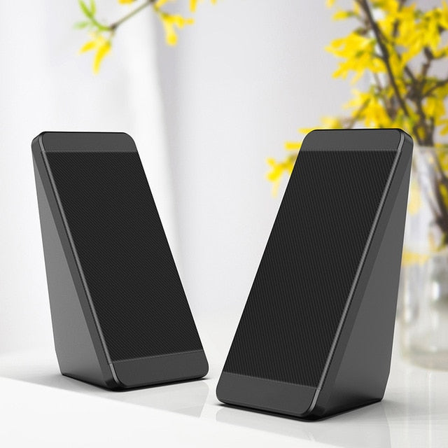 USB Wired Computer Speakers 2 Pieces PC Elevation Angle Horns for Laptop Desktop Phone Audio Speaker Multimedia Loudspeaker Black - Tophatter Daily Deals
