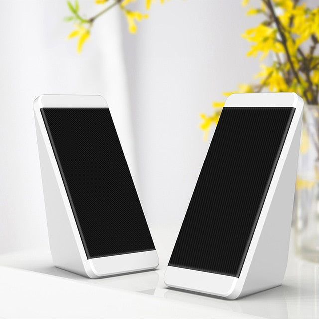 USB Wired Computer Speakers 2 Pieces PC Elevation Angle Horns for Laptop Desktop Phone Audio Speaker Multimedia Loudspeaker White - Tophatter Daily Deals