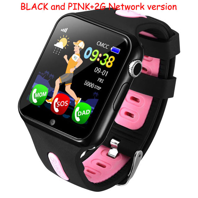 Smart GPS Wifi Location Student Kids Phone Watch Android System Clock App Install Bluetooth Remote Camera Smartwatch 4G SIM Card Black and pink-2G - Tophatter Daily Deals