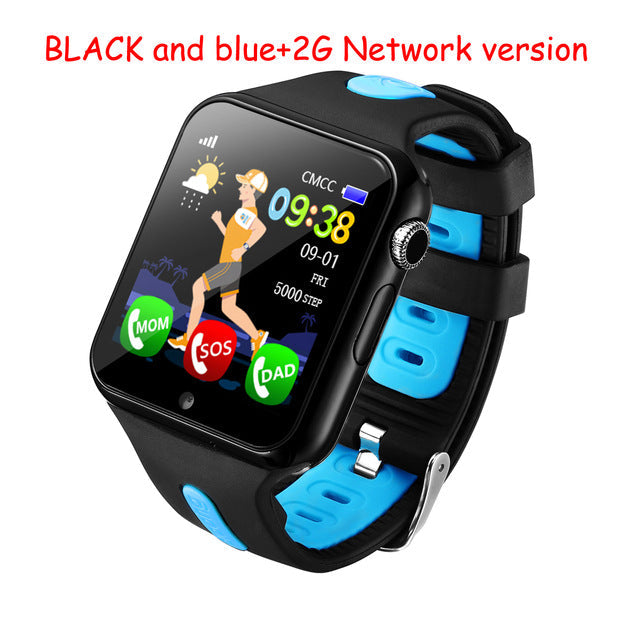 Smart GPS Wifi Location Student Kids Phone Watch Android System Clock App Install Bluetooth Remote Camera Smartwatch 4G SIM Card Black and blue-2G - Tophatter Daily Deals