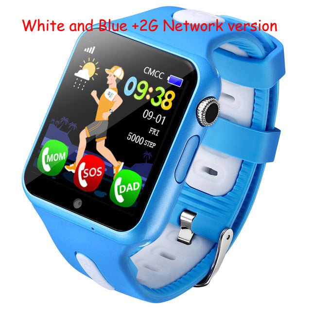 Smart GPS Wifi Location Student Kids Phone Watch Android System Clock App Install Bluetooth Remote Camera Smartwatch 4G SIM Card White and blue-2G - Tophatter Daily Deals