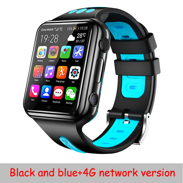 Smart GPS Wifi Location Student Kids Phone Watch Android System Clock App Install Bluetooth Remote Camera Smartwatch 4G SIM Card Black and blue4G - Tophatter Daily Deals