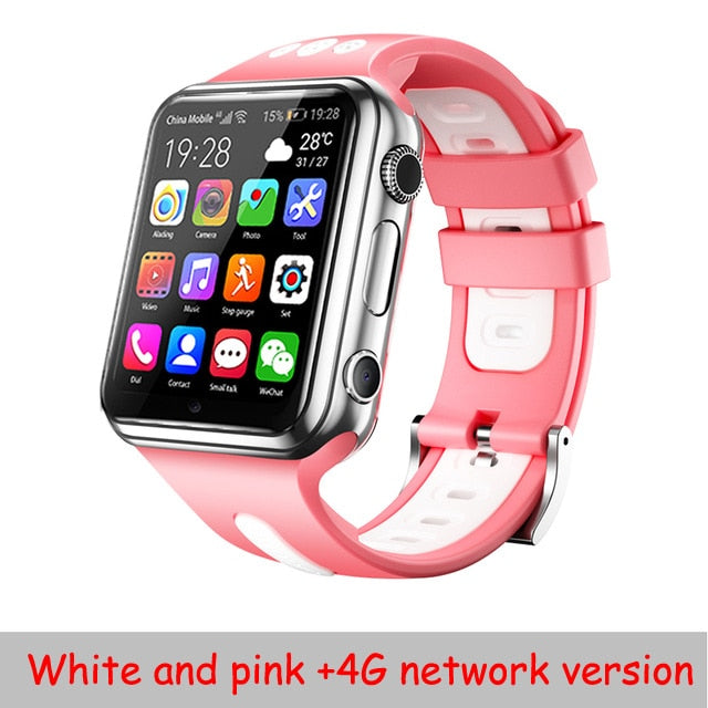 Smart GPS Wifi Location Student Kids Phone Watch Android System Clock App Install Bluetooth Remote Camera Smartwatch 4G SIM Card White and pink-4G - Tophatter Daily Deals
