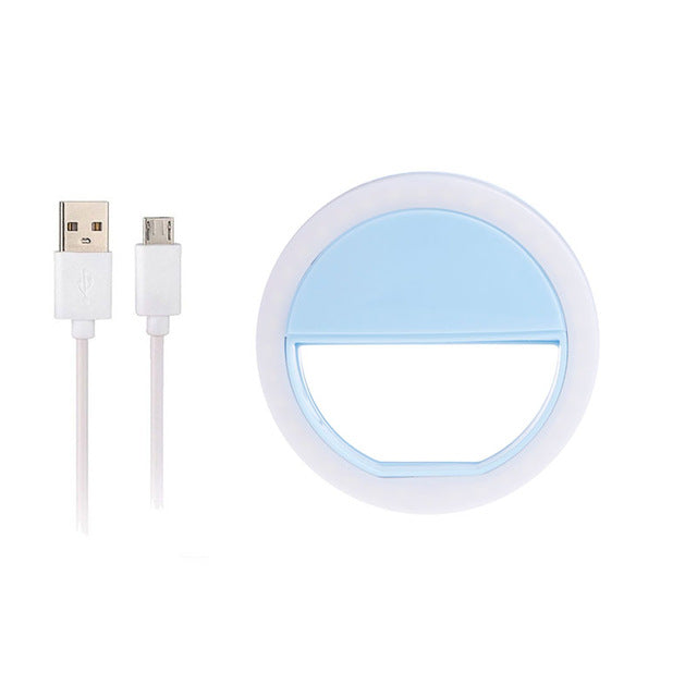 TOKOHANSUN Usb Charging Selfie Ring Led Phone Light Lamp Mobile Phone Lens LED Sefie Lamp Ring Flash Lenses for Iphone Samsung Blue - Tophatter Daily Deals