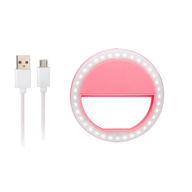 TOKOHANSUN Usb Charging Selfie Ring Led Phone Light Lamp Mobile Phone Lens LED Sefie Lamp Ring Flash Lenses for Iphone Samsung Pink - Tophatter Daily Deals