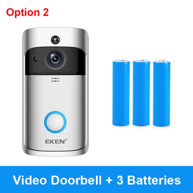 EKEN V5 Video Doorbell Smart Wireless WiFi Security Door Bell Visual Recording Home Monitor Night Vision Intercom door phone Option 2 - Tophatter Daily Deals