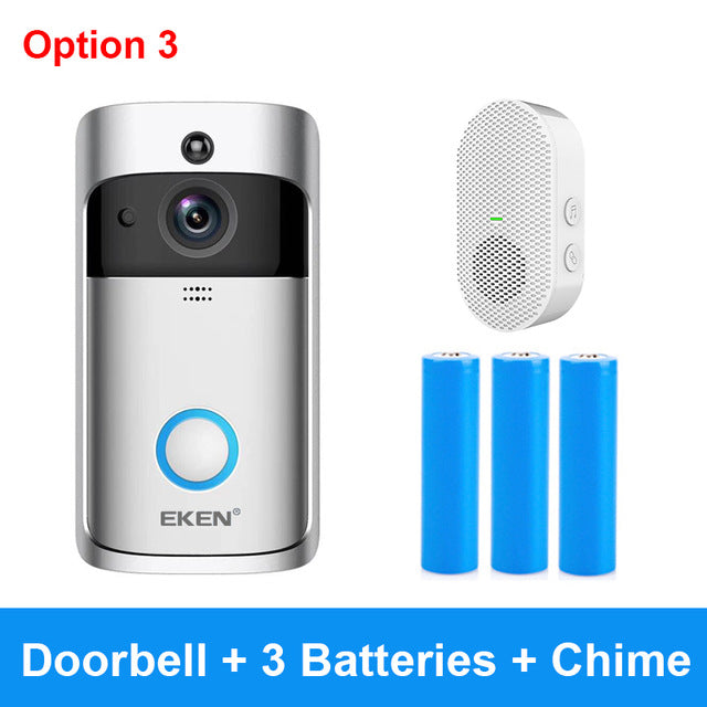 EKEN V5 Video Doorbell Smart Wireless WiFi Security Door Bell Visual Recording Home Monitor Night Vision Intercom door phone Option 3 - Tophatter Daily Deals