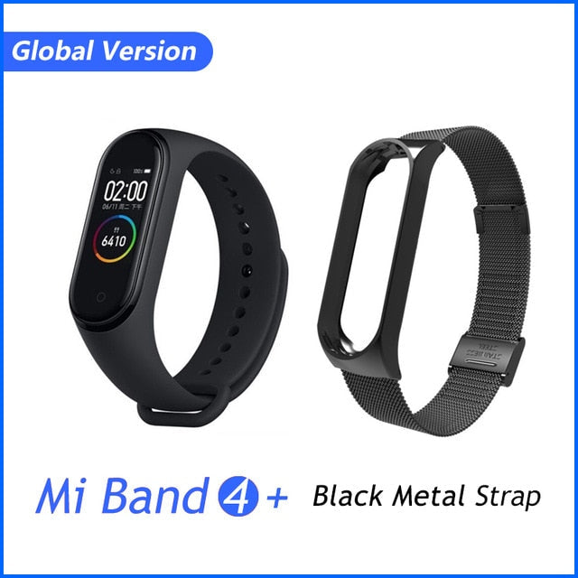 Global Version Xiaomi Mi Band 4 Smart Bracelet Miband 4 Multi language Fitness Wristband 50M 5ATM Waterproof Fitness Smartbrand GB Black Metal Strap - Tophatter Daily Deals