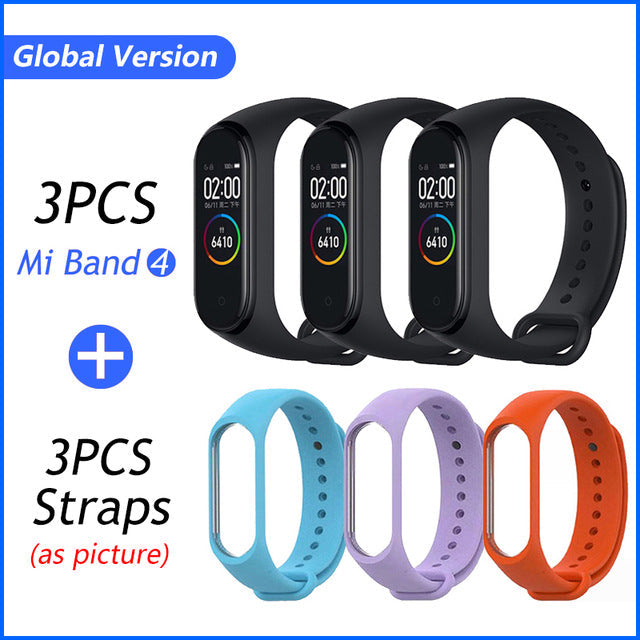 Global Version Xiaomi Mi Band 4 Smart Bracelet Miband 4 Multi language Fitness Wristband 50M 5ATM Waterproof Fitness Smartbrand 3PCS Band add 3 Str. - Tophatter Daily Deals