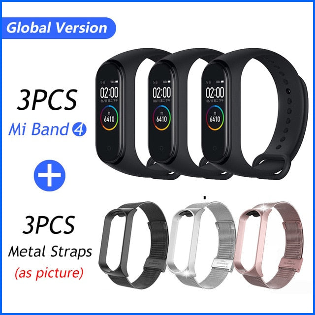 Global Version Xiaomi Mi Band 4 Smart Bracelet Miband 4 Multi language Fitness Wristband 50M 5ATM Waterproof Fitness Smartbrand 3PCS Band add 3 M. - Tophatter Daily Deals