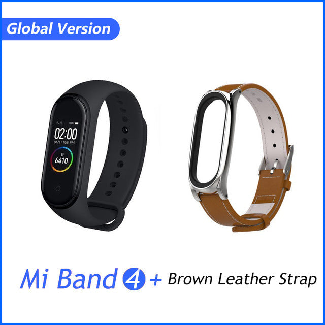 Global Version Xiaomi Mi Band 4 Smart Bracelet Miband 4 Multi language Fitness Wristband 50M 5ATM Waterproof Fitness Smartbrand GB Brown Leather - Tophatter Daily Deals