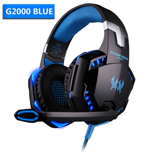 Wired Gaming Headset Headphones Surround sound Deep bass Stereo Casque Earphones with Microphone For Game XBox PS4 PC Laptop G2000 Blue - Tophatter Daily Deals