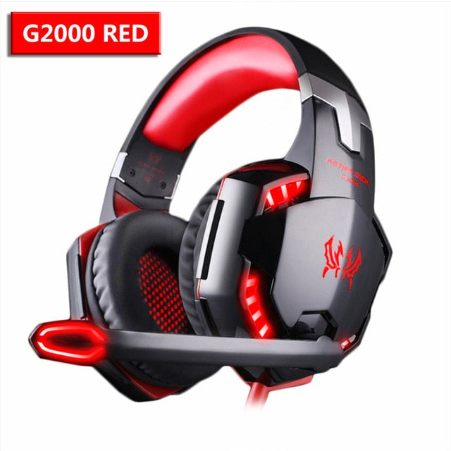 Wired Gaming Headset Headphones Surround sound Deep bass Stereo Casque Earphones with Microphone For Game XBox PS4 PC Laptop G2000 Red - Tophatter Daily Deals