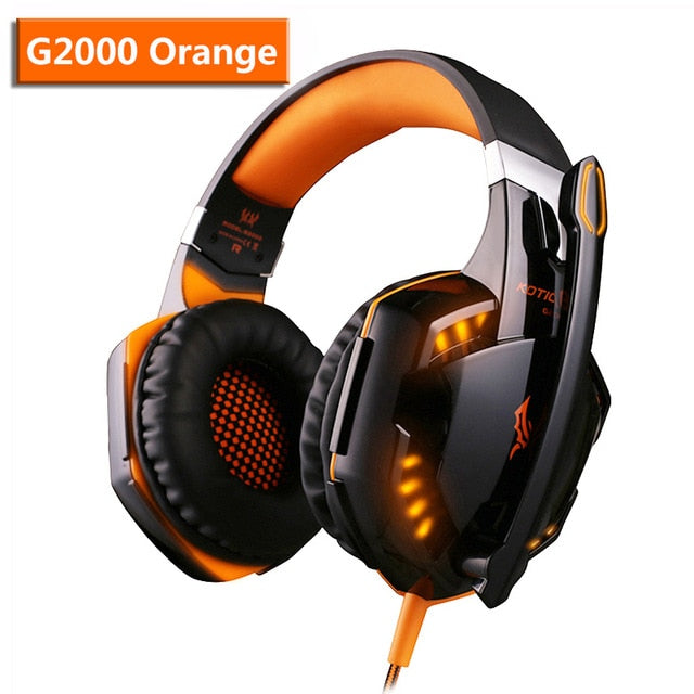 Wired Gaming Headset Headphones Surround sound Deep bass Stereo Casque Earphones with Microphone For Game XBox PS4 PC Laptop G2000 Orange - Tophatter Daily Deals