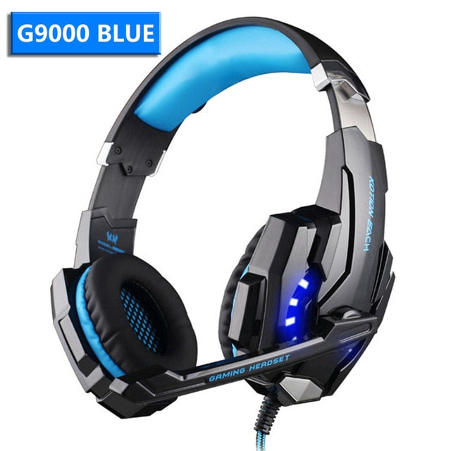 Wired Gaming Headset Headphones Surround sound Deep bass Stereo Casque Earphones with Microphone For Game XBox PS4 PC Laptop G9000 Blue - Tophatter Daily Deals