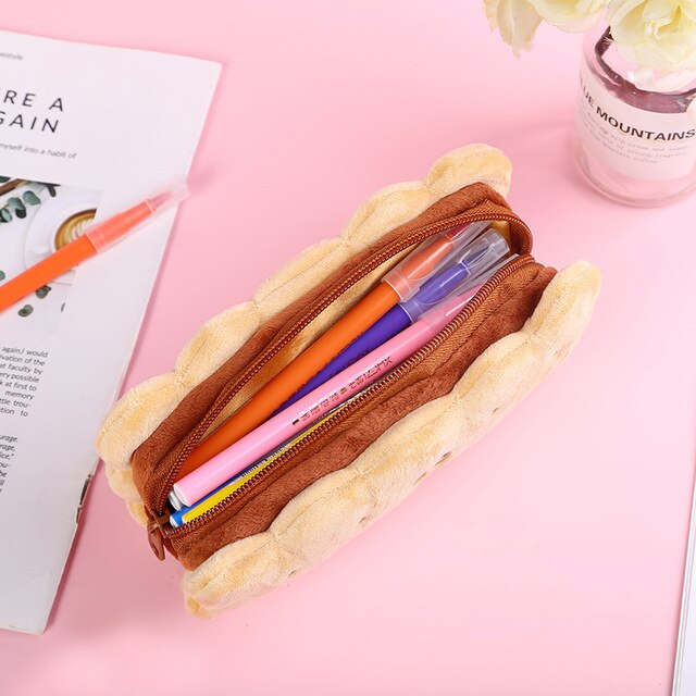 Cookie Biscuit Pencil Pen Case Plush Default Title Food - Tophatter Daily Deals