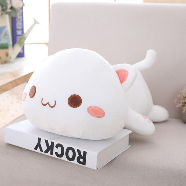 Laying Down Cat Plush Emoji Expressions White Open Eyes Animals - Tophatter Daily Deals
