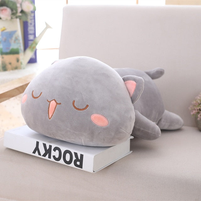 Laying Down Cat Plush Emoji Expressions Grey Closed Eyes Animals - Tophatter Daily Deals