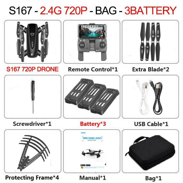 2020 New GPS Drone With Camera 5G WIFI FPV RC Foldable Quadcopter Drone 4K Off-Point Flying Gesture Photos Video Helicopter Toy GPS 2.4G720P 3B - Tophatter Daily Deals