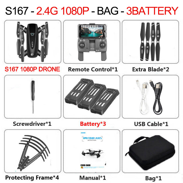2020 New GPS Drone With Camera 5G WIFI FPV RC Foldable Quadcopter Drone 4K Off-Point Flying Gesture Photos Video Helicopter Toy GPS 2.4G1080P 3B - Tophatter Daily Deals