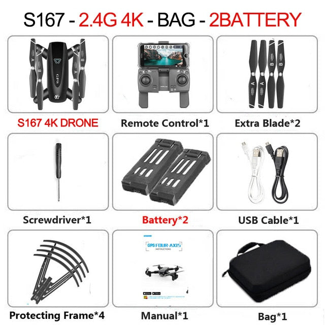 2020 New GPS Drone With Camera 5G WIFI FPV RC Foldable Quadcopter Drone 4K Off-Point Flying Gesture Photos Video Helicopter Toy GPS 2.4G 4K Bag 2B - Tophatter Daily Deals